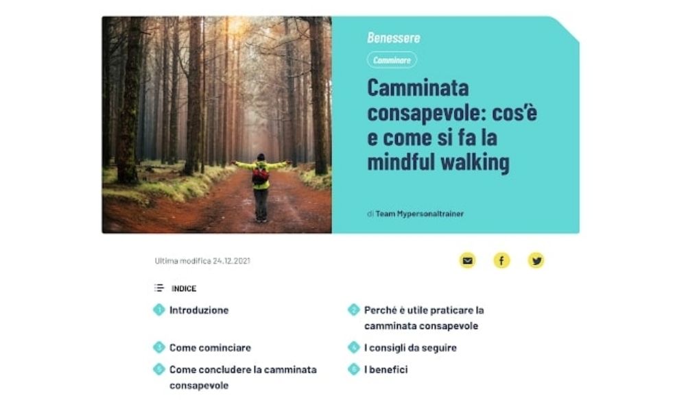 Esempio indice paragrafi articolo blog